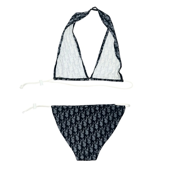 VTG Christian Dior John Galliano Trotter Oblique Logo Cotton Bikini Swimsuit - Picture 4 of 10